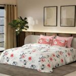 Pekozi Super King Size Cotton Bedsheet 108x108 inch, High-Quality 186 TC|Soft Skin-Friendly|Modern Design|Complete Double Bed Set with 2 Pillow Covers (Peach Red)