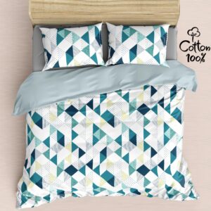 Pekozi Geometric Bedsheet King Size Bed Cotton 210 TC Super King Size Bedsheets 108 X 108 Inches With 2 Pillow Cover