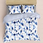 Pekozi Geometric Bedsheet For Double Bed King Size Cotton, 1 Pure Cotton King Size Bedsheet with 2 Pillow Covers 108x108 Inches | 210 TC Super King Size Bedsheet (Blue)