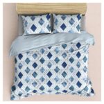 Pekozi 100% Cotton Bedsheets For Queen Size Bed, 1 Queen Size Bedsheet For Double Bed Sheet Cotton (90 X 100 Inches) With 2 Pillow Covers | 144 Tc | Blue
